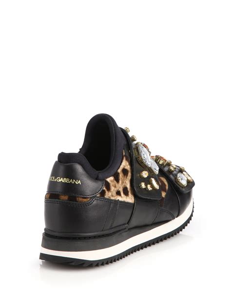 dolce gabbana sneaker rhinestone|dolce and gabbana leopard sneakers.